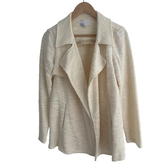 Size Small DR2 by Daniel Rainn CREME IVORY OPEN FRONT TEXTURED JACKET W/POCKETS‎ - Picture 4 of 8